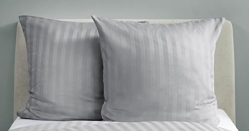 Texpot Bettwäsche parure de lit 135x200 cm rayures grise coton