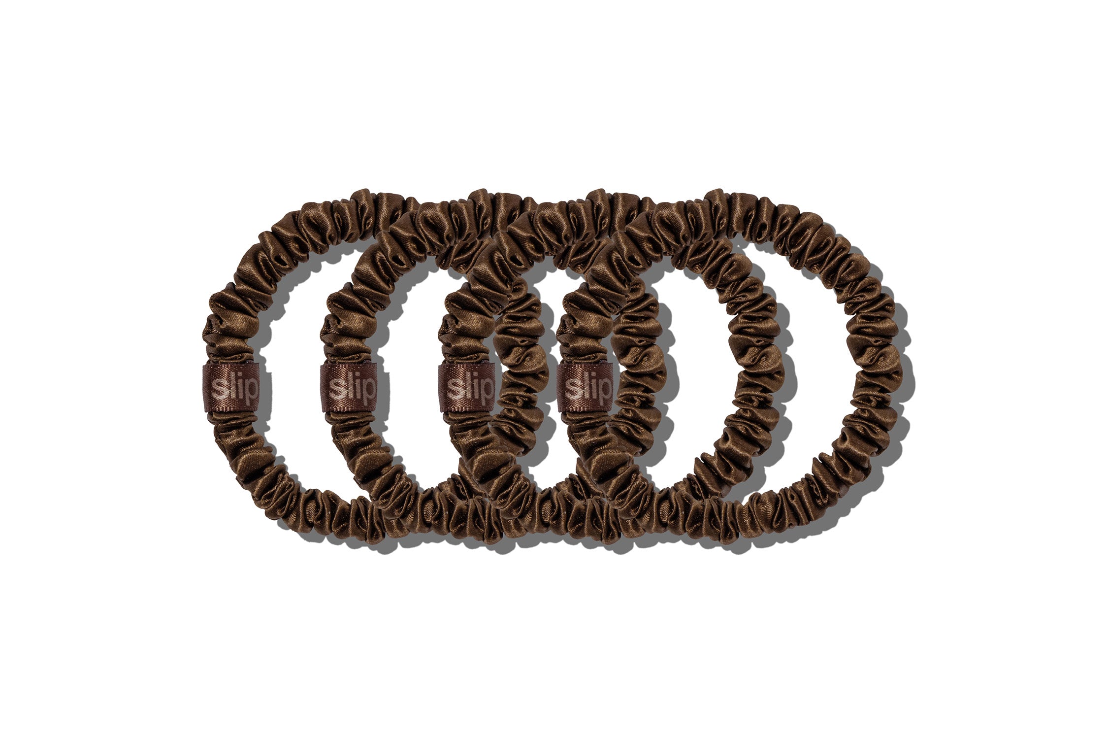 Slip Skinny Scrunchies Back to Basics chouchou soie marron foncé x4