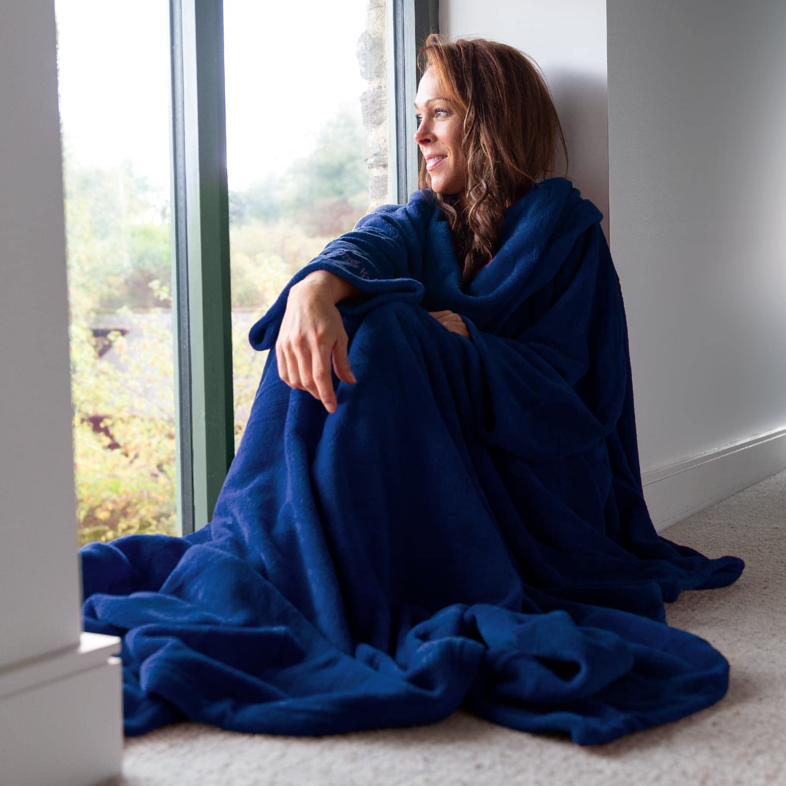 Snug Snug-Rug Deluxe Blanket plaid à manches bleu 152x214 polaire