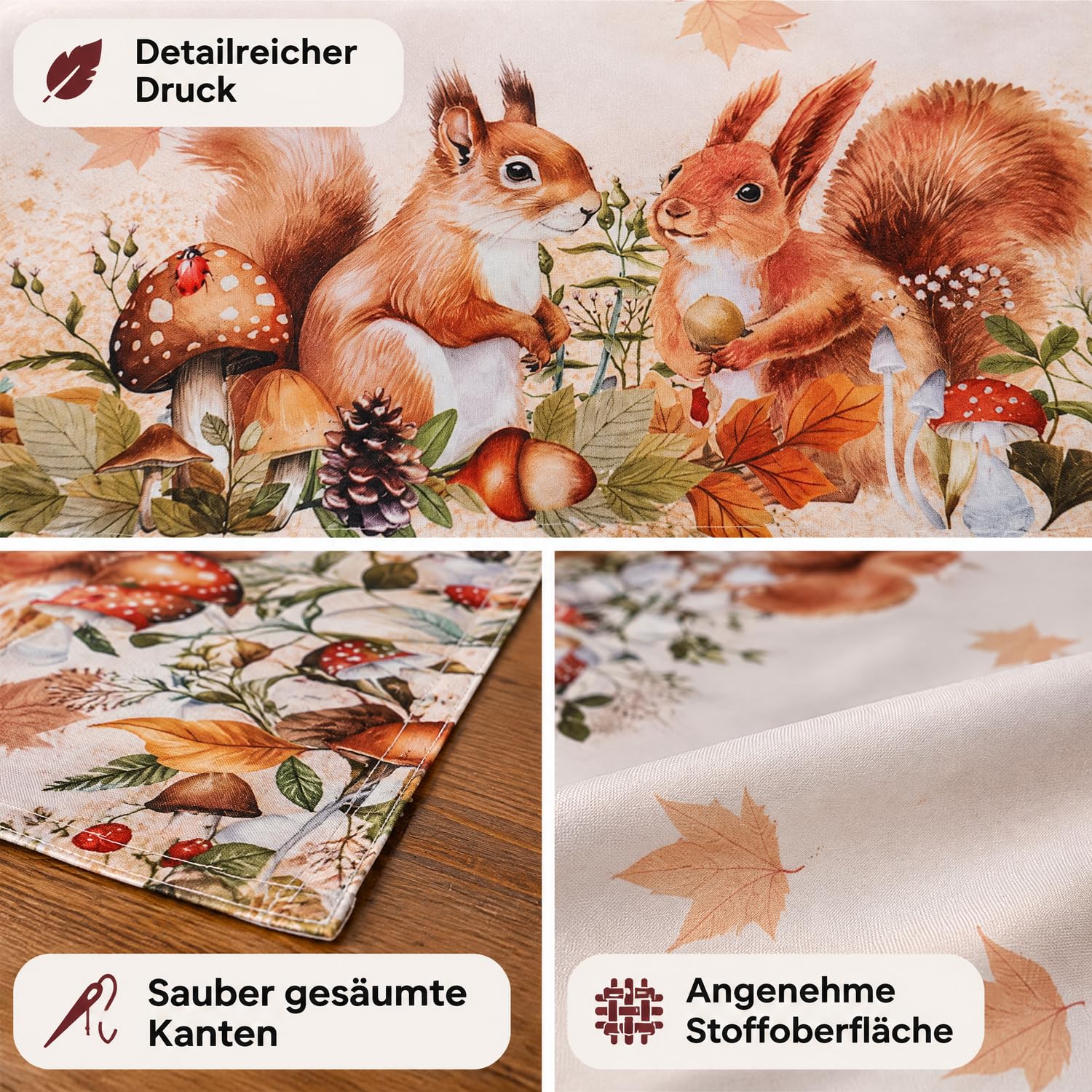 Texpot Tischläufer Chemin de Table 40x90 Écureuil Automne