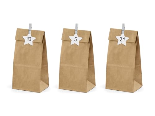 TEXPOT Deko calendrier de l'Avent 24 sachets marron kraft