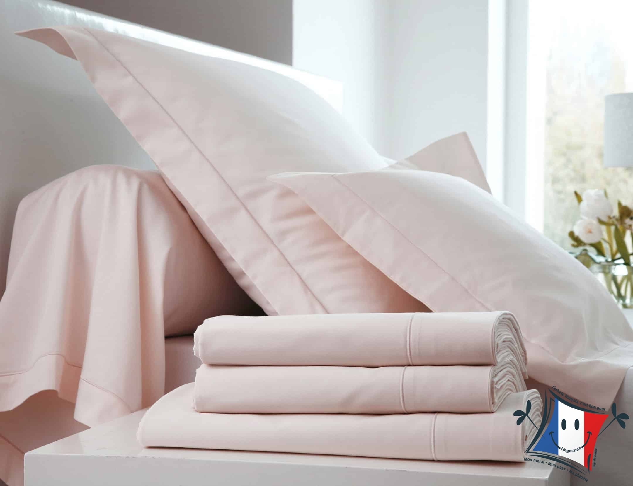 Lingorama Blanc des Vosges taie oreiller satin coton 65x65 blanc