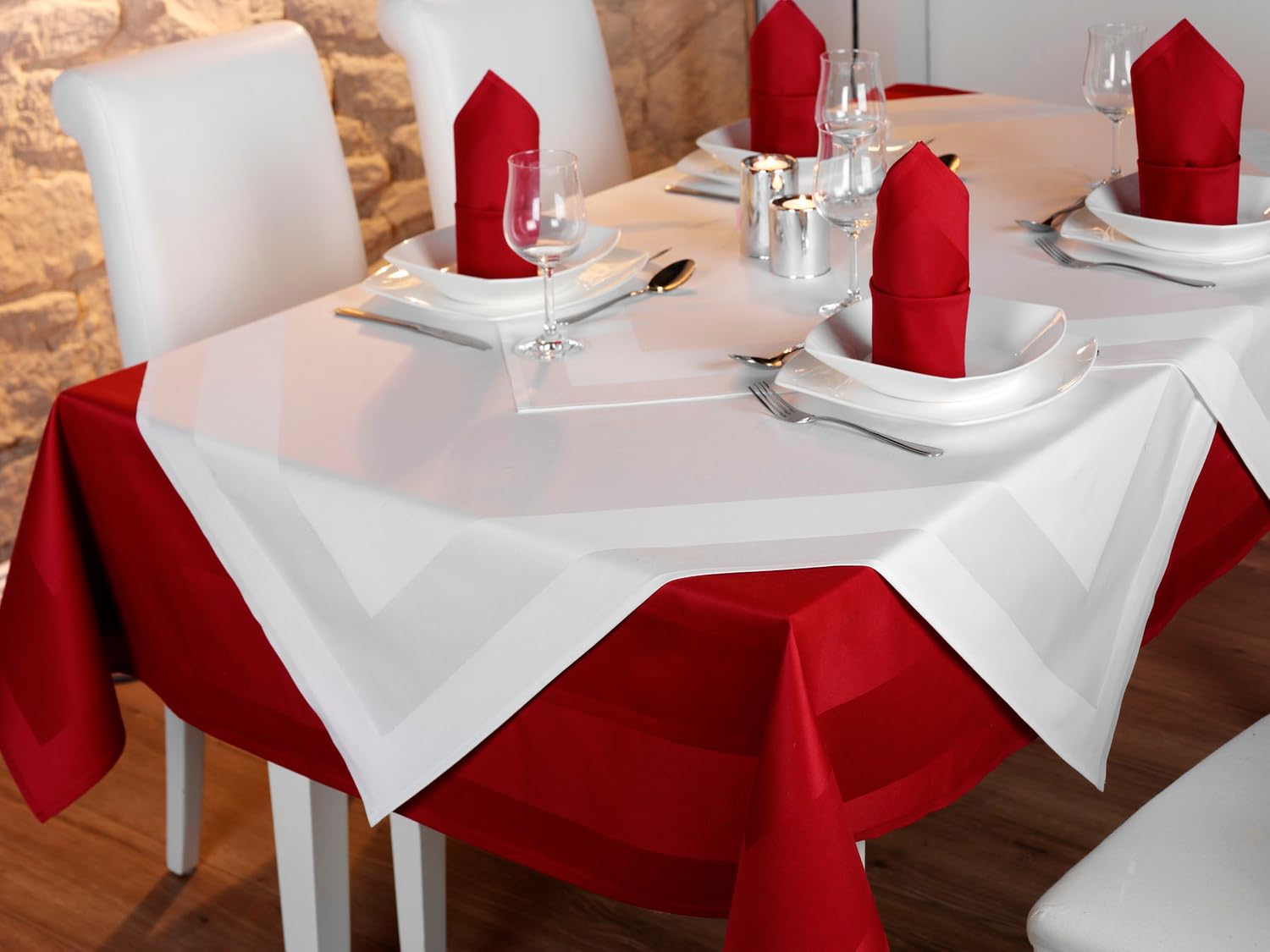 Texpot Tischdecken nappe damassée coton 130x130 cm