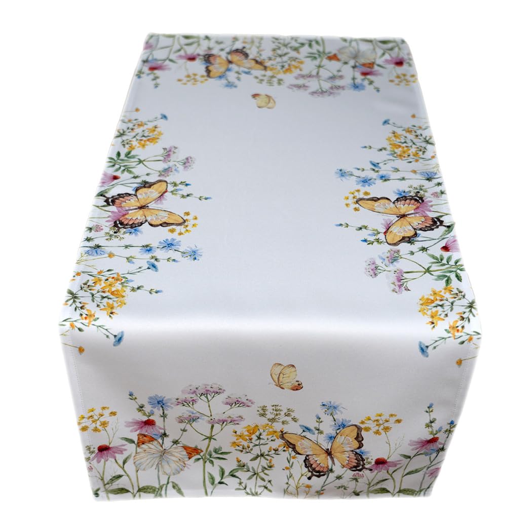 TEXPOT Tischdecken nappe 110 x 110 cm fleurs papillons polyester