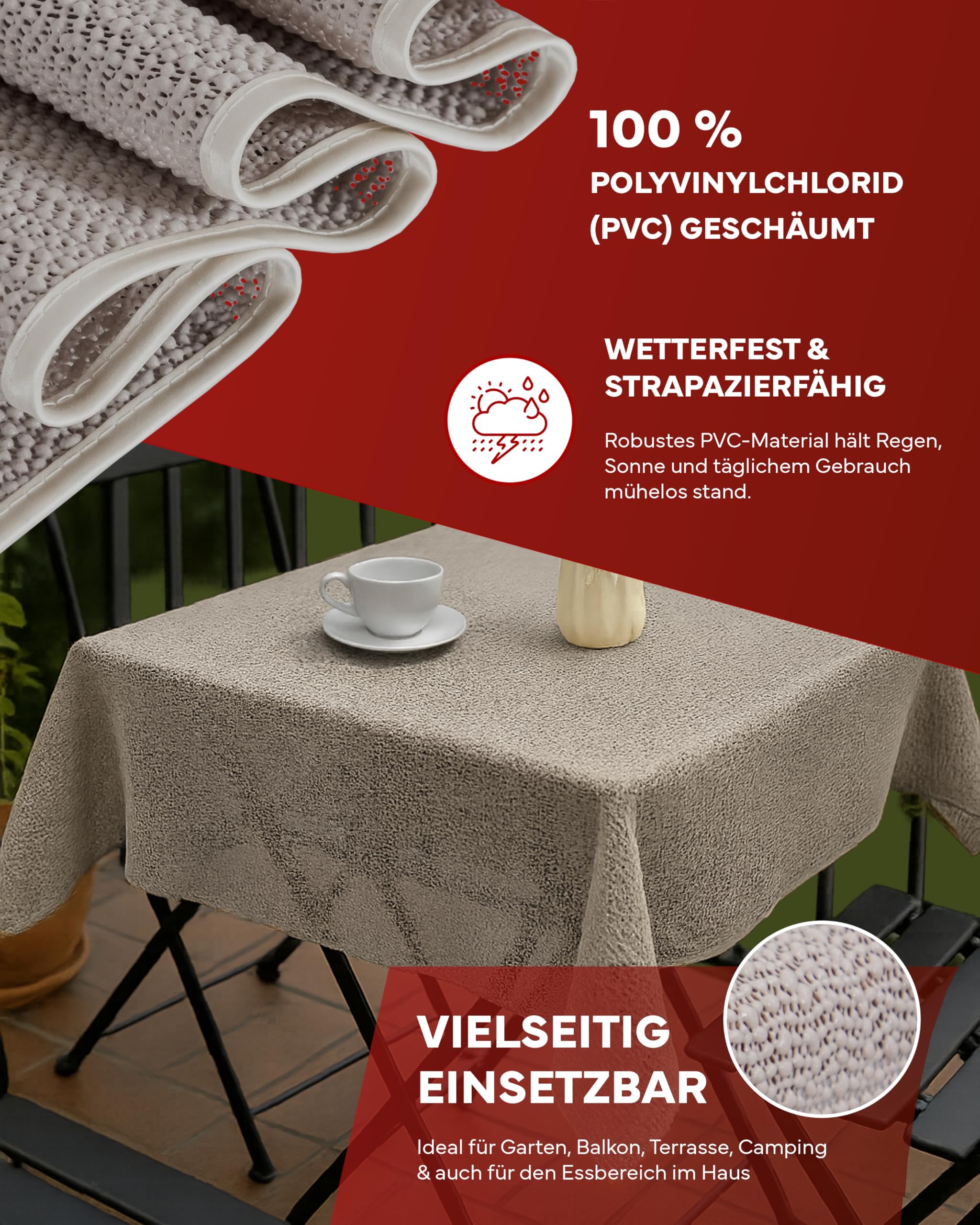 Texpot Gartentischdecken Nappe 130x160 Beige PVC