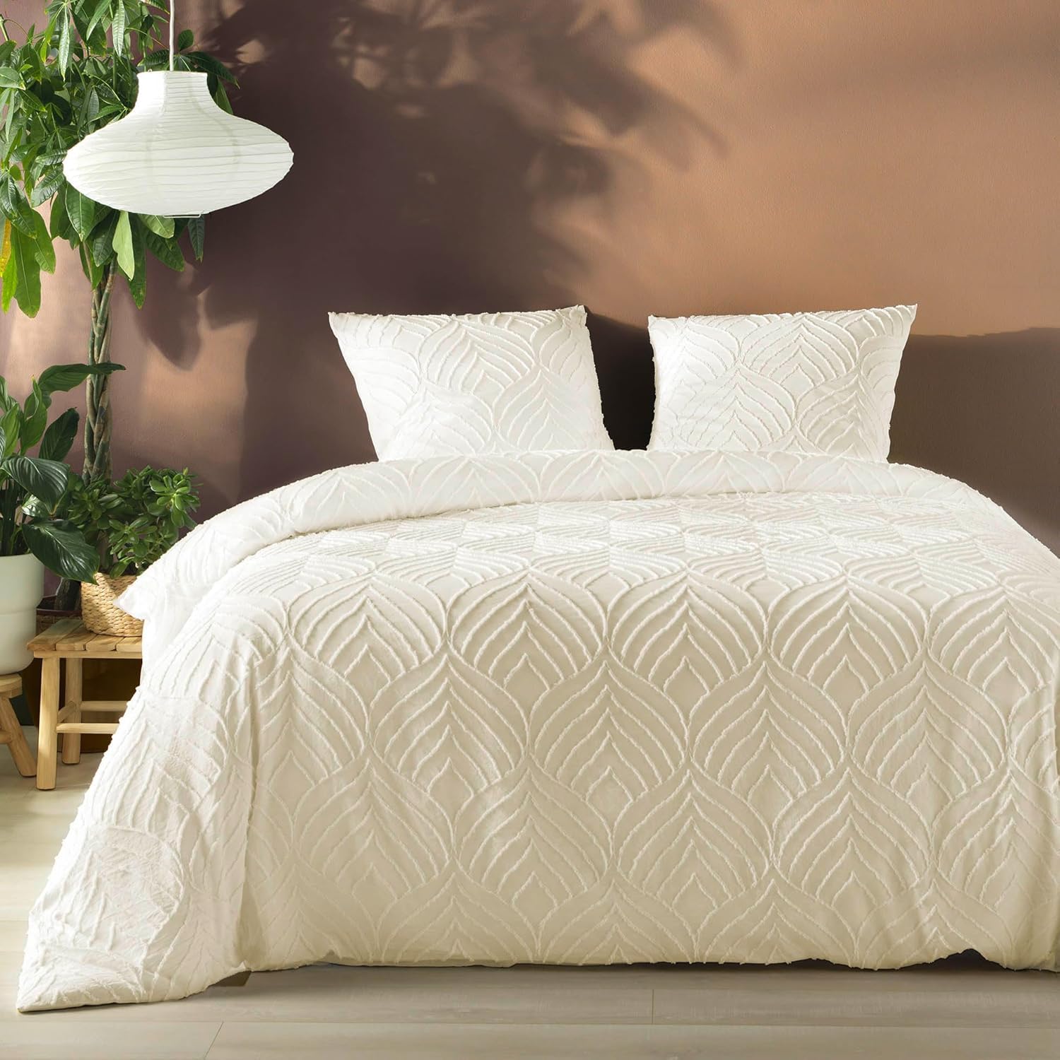 PROMO LINGE Heltie parure de lit blanc 240x220 microfibre 3 pièces