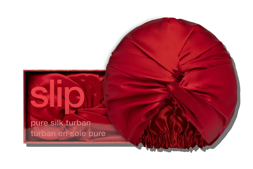 Slip Turban bonnet soie Scarlet rouge doublé