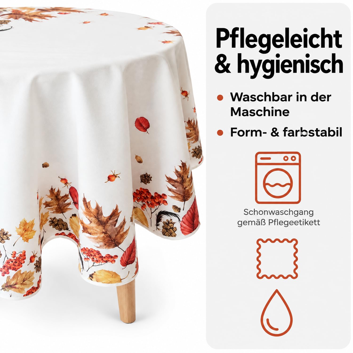 Texpot Tischdecken nappe ronde feuilles 130 cm