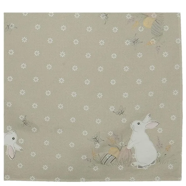 TEXPOT Tischdecken nappe 85x85 cm lapin de Pâques blanc