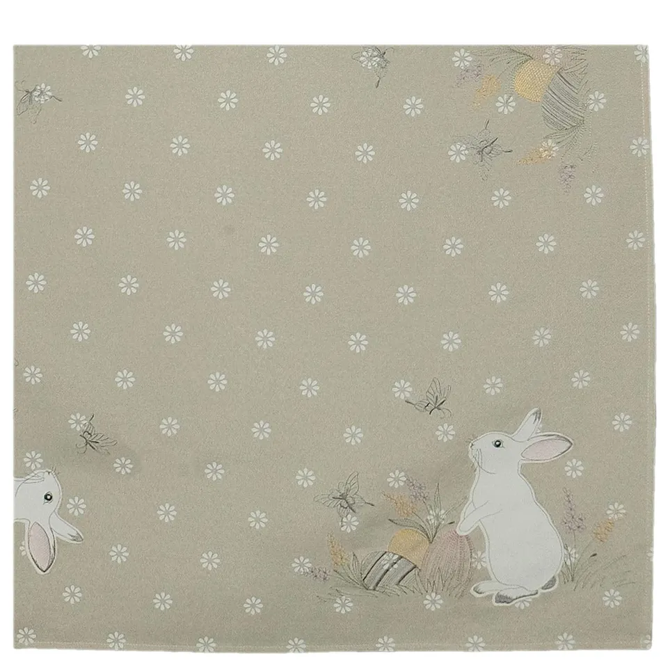 TEXPOT Tischdecken nappe 85x85 cm lapin de Pâques blanc