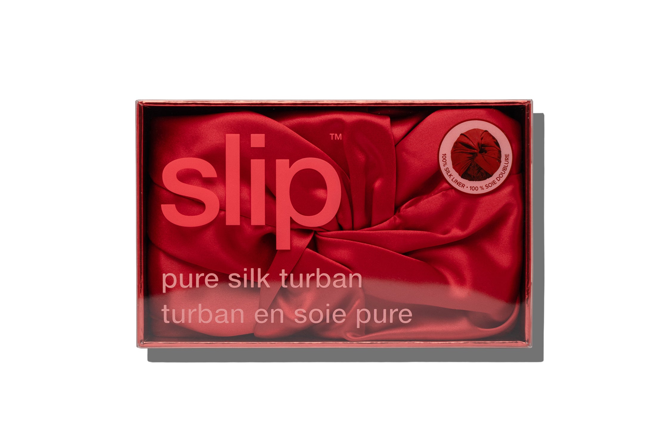 Slip Turban bonnet soie Scarlet rouge doublé
