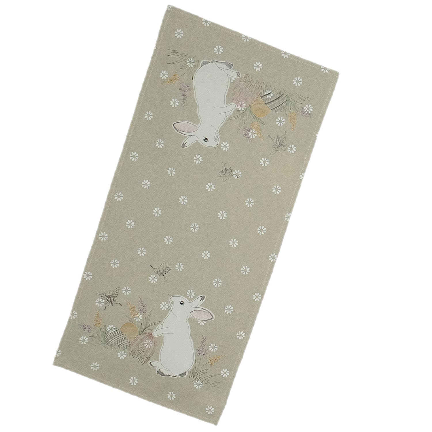 TEXPOT Tischläufer chemin de table 40x85 cm lapin Pâques blanc