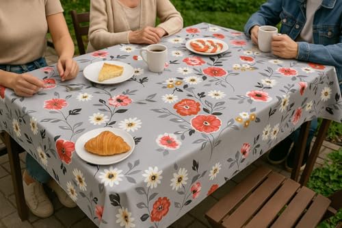 TEXPOT Gartentischdecken toile cirée 140x180 cm motif fleurs