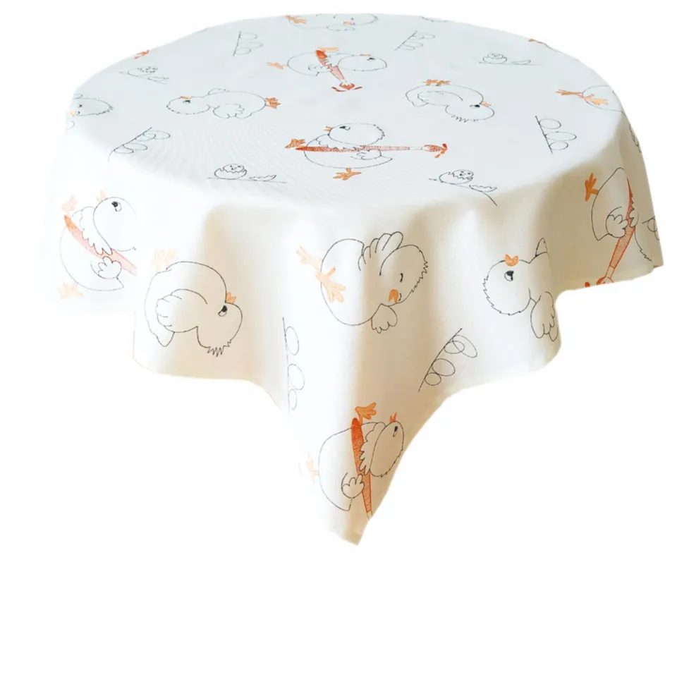 TEXPOT Tischdecken nappe Pâques 85x85 poussins crème