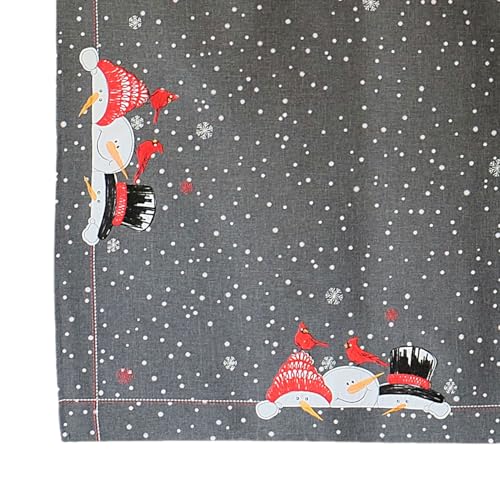 TEXPOT Tischdecken nappe 85x85 carrée broderie bonhomme neige