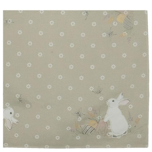 TEXPOT Tischdecken nappe 85x85 cm lapin de Pâques blanc