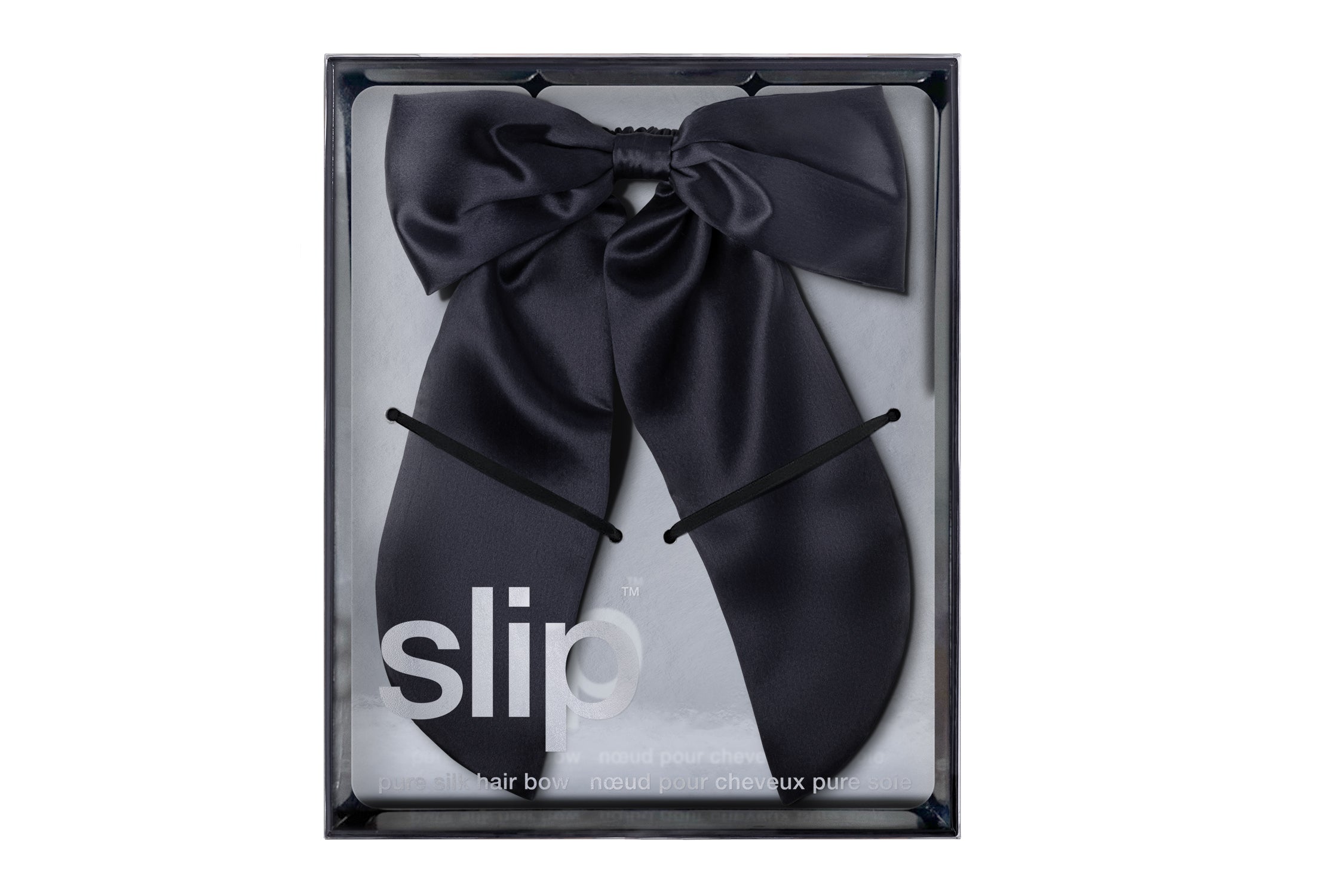 Slip Hair Bow noeud cheveux noir soie