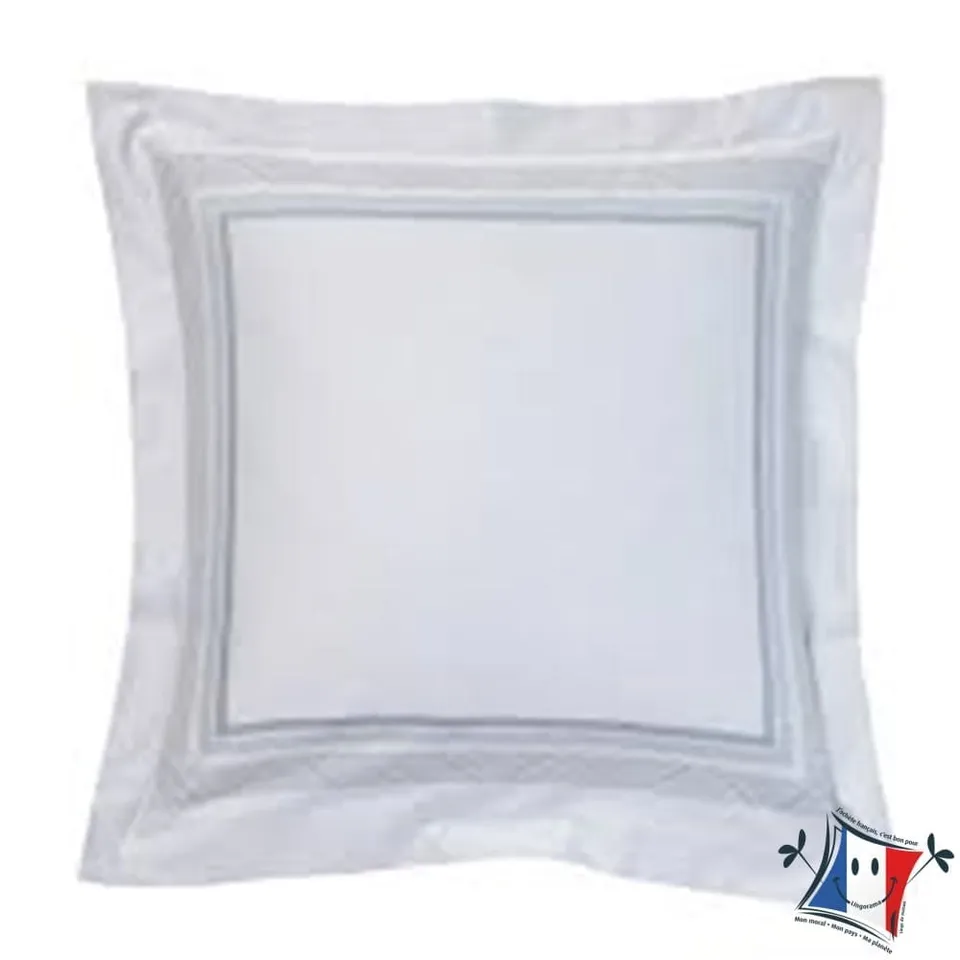 Blanc des Vosges Taie oreiller 65x65 satin coton Zig zag