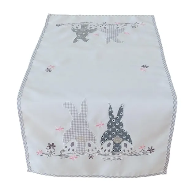 TEXPOT Tischläufer chemin de table lapin Pâques brodé 40x85 cm