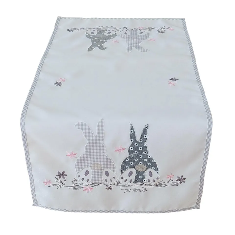 TEXPOT Tischläufer chemin de table lapin Pâques brodé 40x85 cm