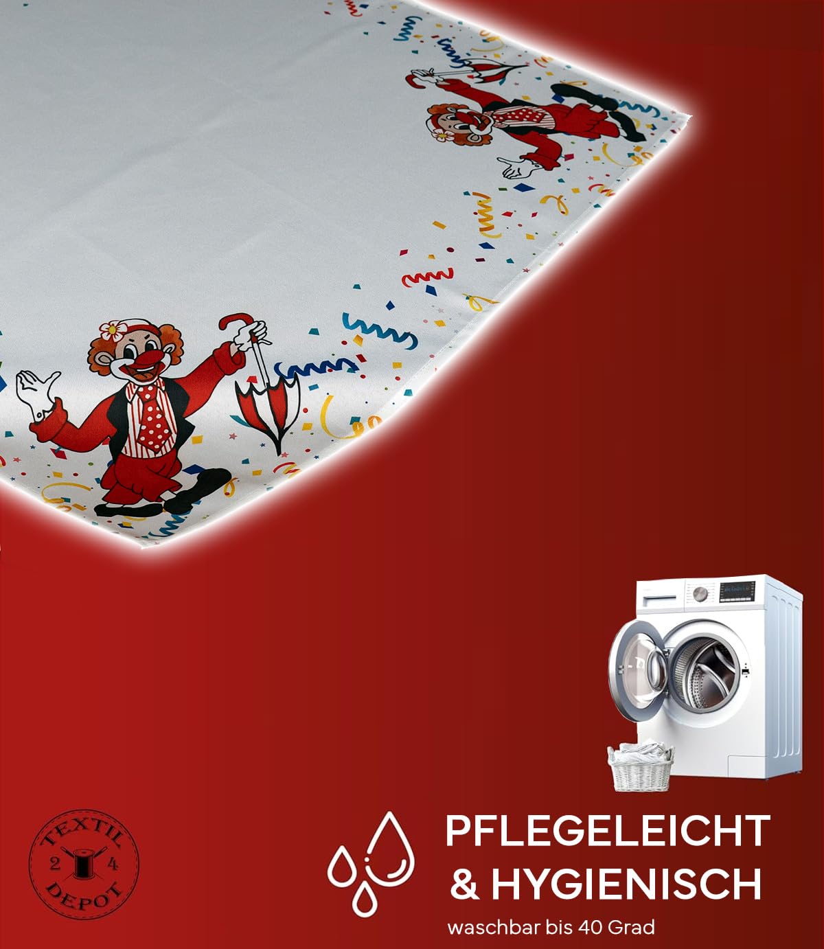 TEXPOT Tischläufer Chemin de table clown 40x90 cm blanc