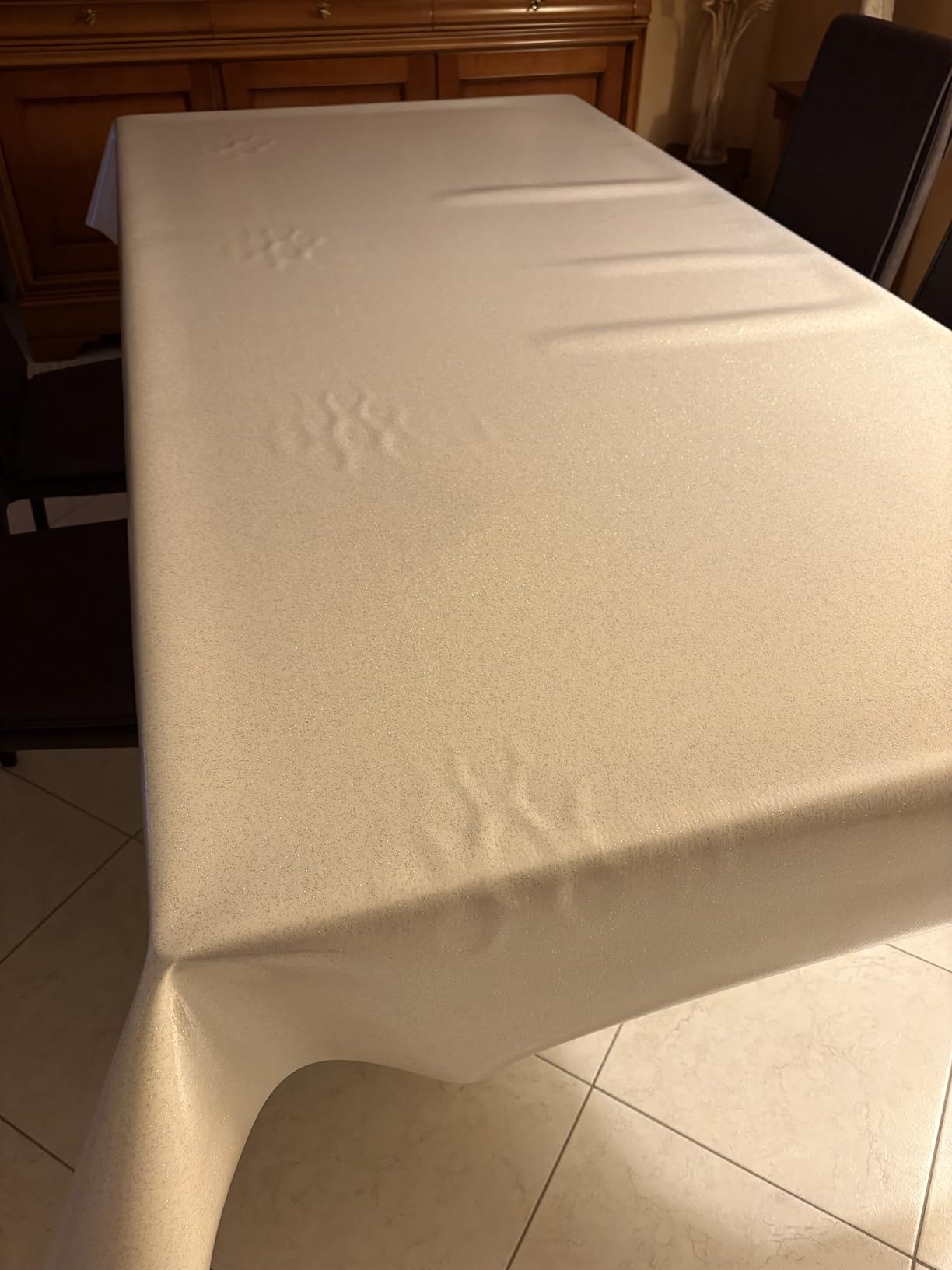 Promo Linge Sous-nappe Bulgomme Paillettes Blanc 140x100