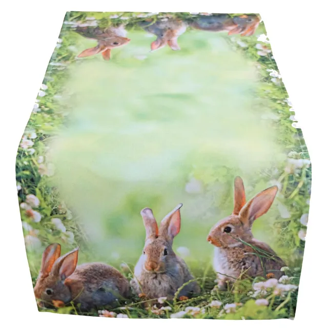 TEXPOT Tischläufer chemin de table 3 lapins 90x40 polyester