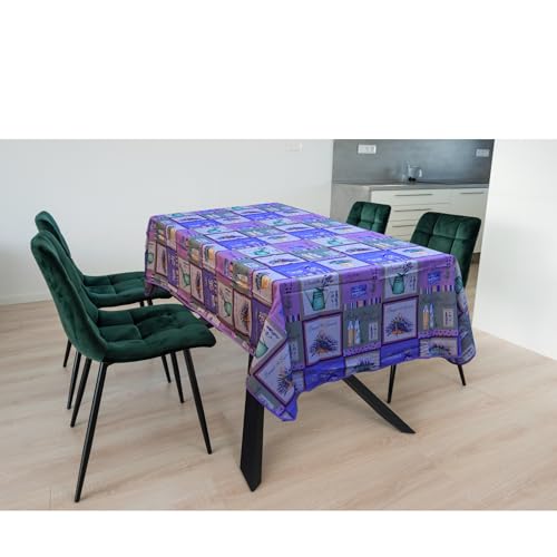 Promo Linge Bouquet Lavande nappe rectangulaire 150x240cm anti-tâche