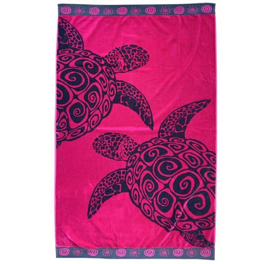 Lingorama drap de plage 100x175 fuchsia turtle velours coton