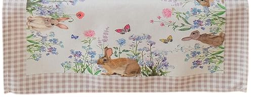 Texpot Tischläufer chemin lapins fleurs 90x40 polyester
