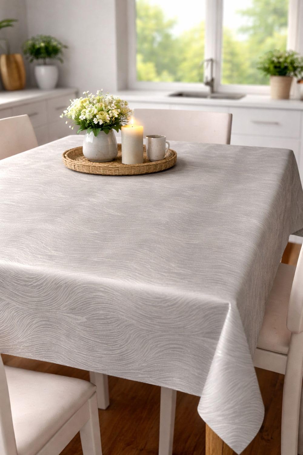 TEXPOT Tischdecken nappe 180x140 blanche damas anti-taches