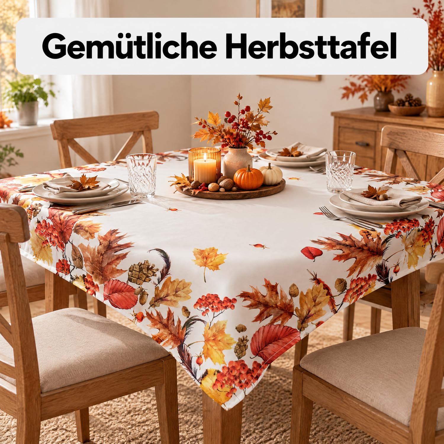 Texpot Tischdecken nappe ronde feuilles 130 cm