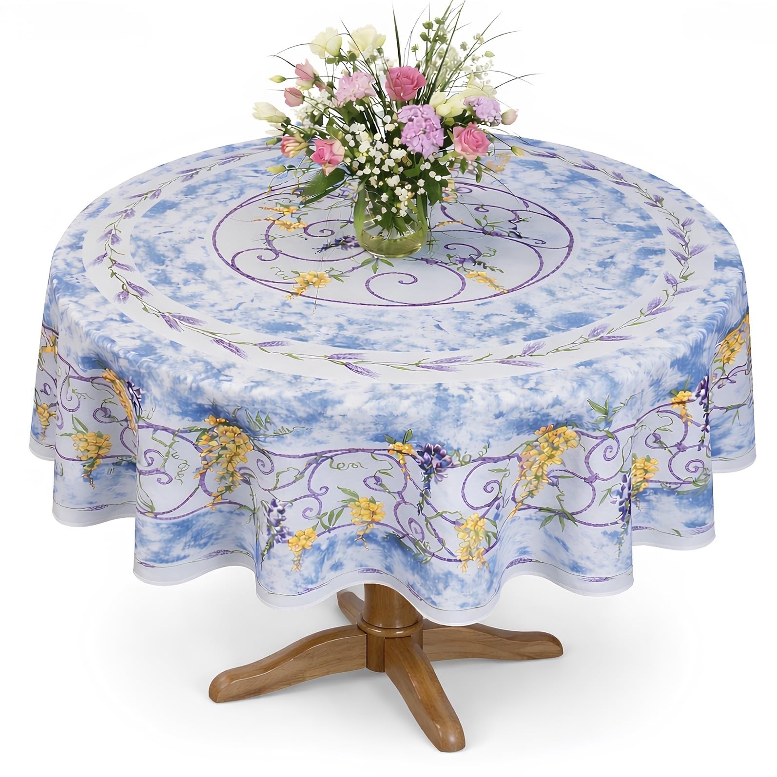 Promo Linge Nappes nappe provençale bleue 180 cm ronde