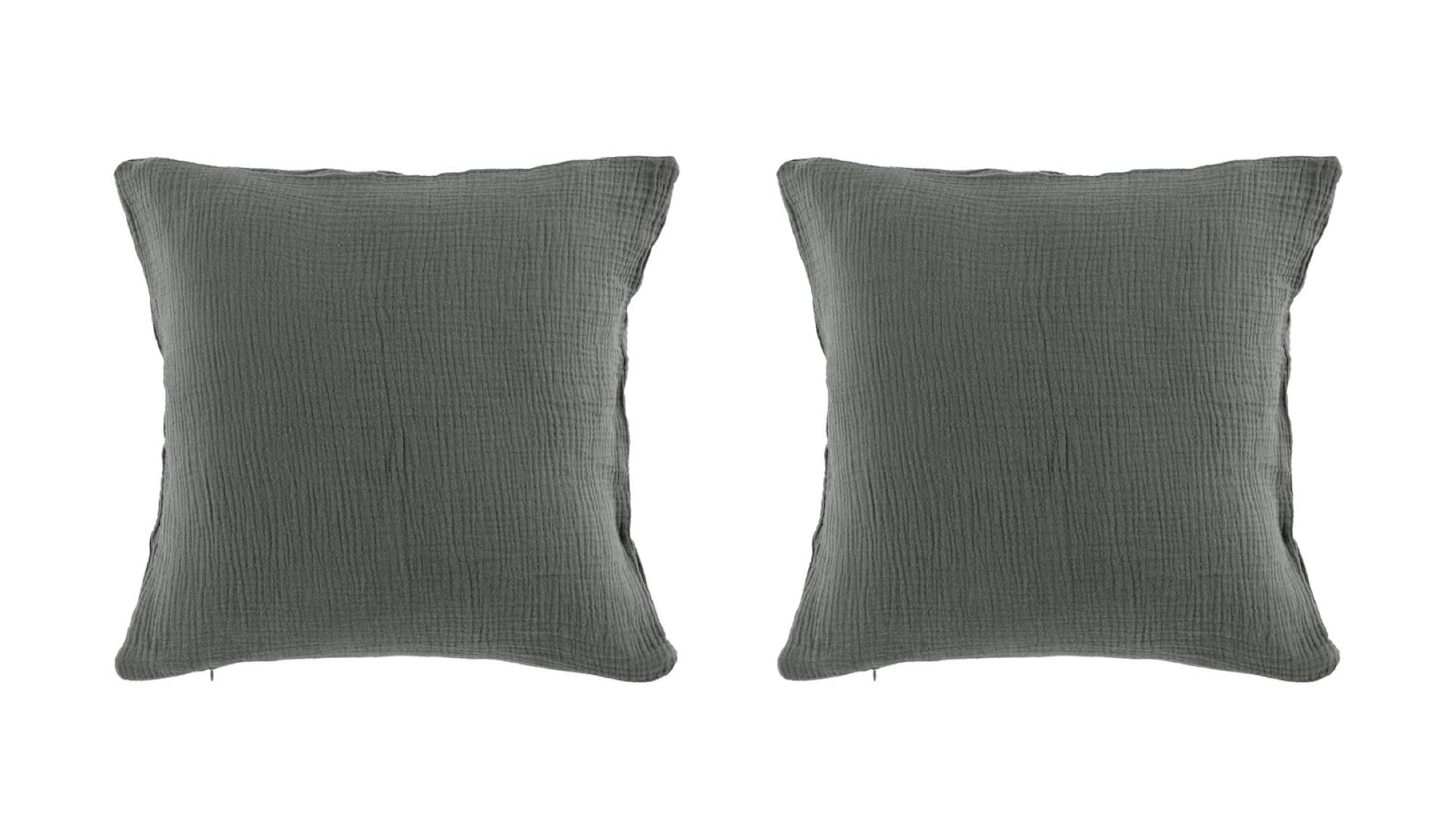 Promo Linge Coussins Angelia 40x40 gaze coton anthracite lot 2