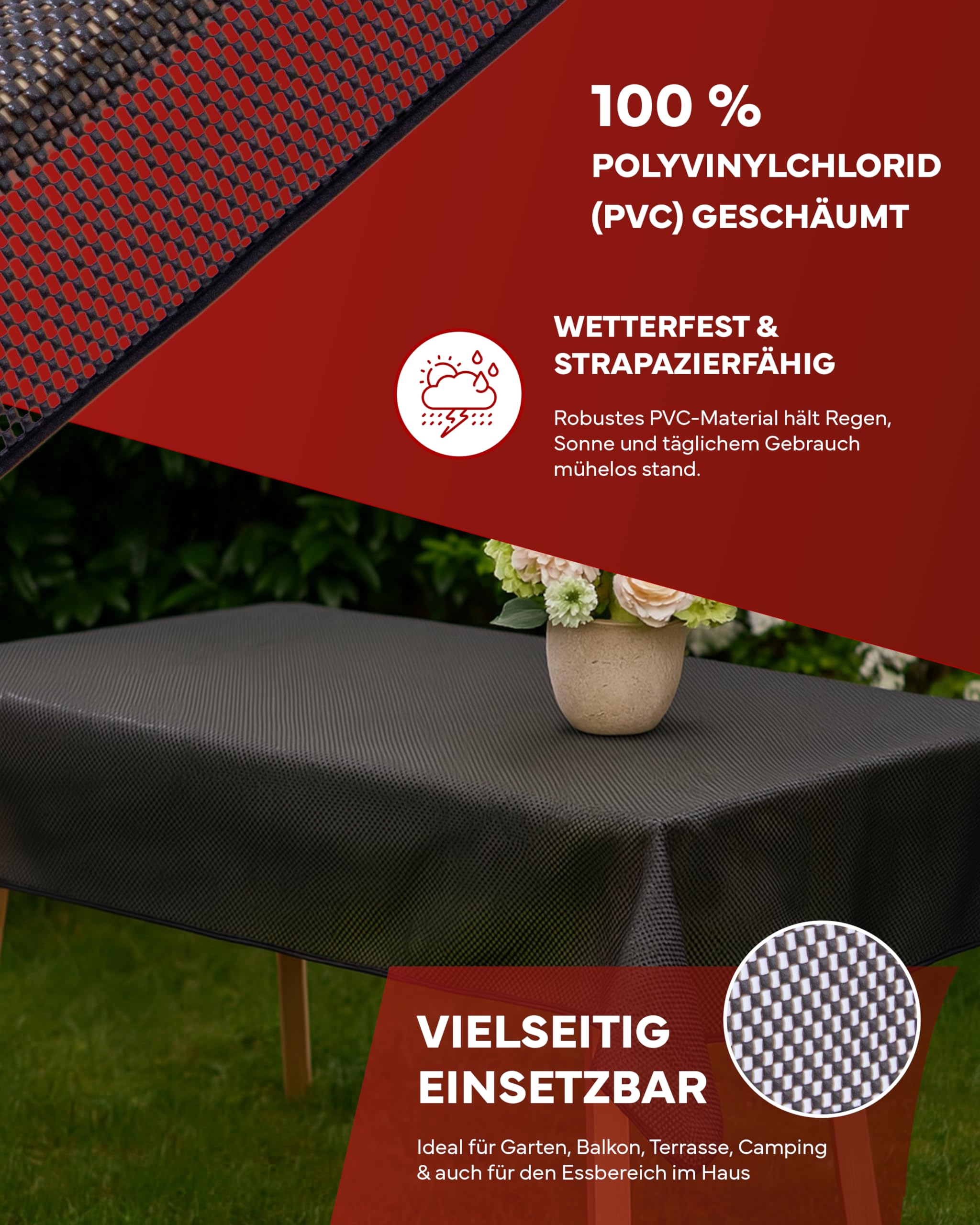 TEXPOT Gartentischdecken nappe ovale 160x220 cm noir PVC