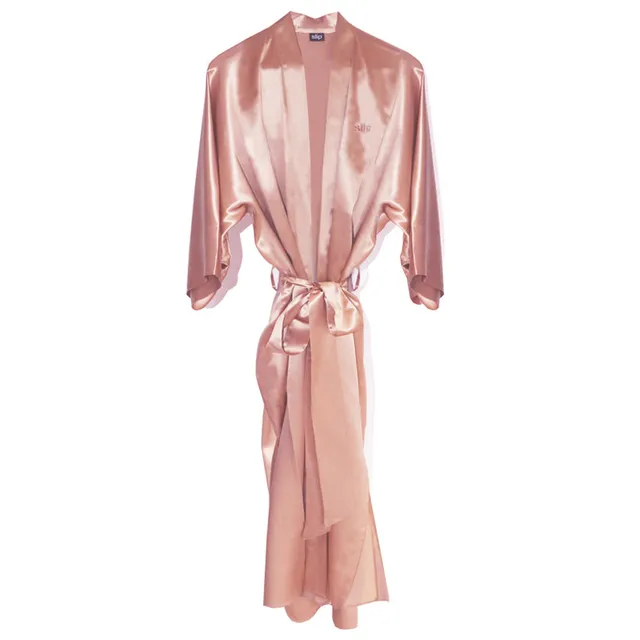 Slip Long Robe peignoir soie rose 100% soie