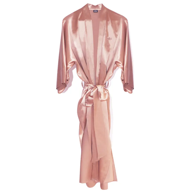 Slip Long Robe peignoir soie rose 100% soie