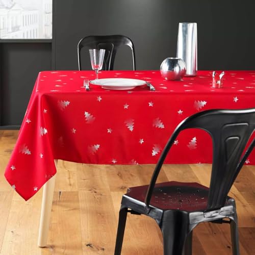 PROMO LINGE Nappes de Fêtes nappe 150x240 cm sapin argent blanc