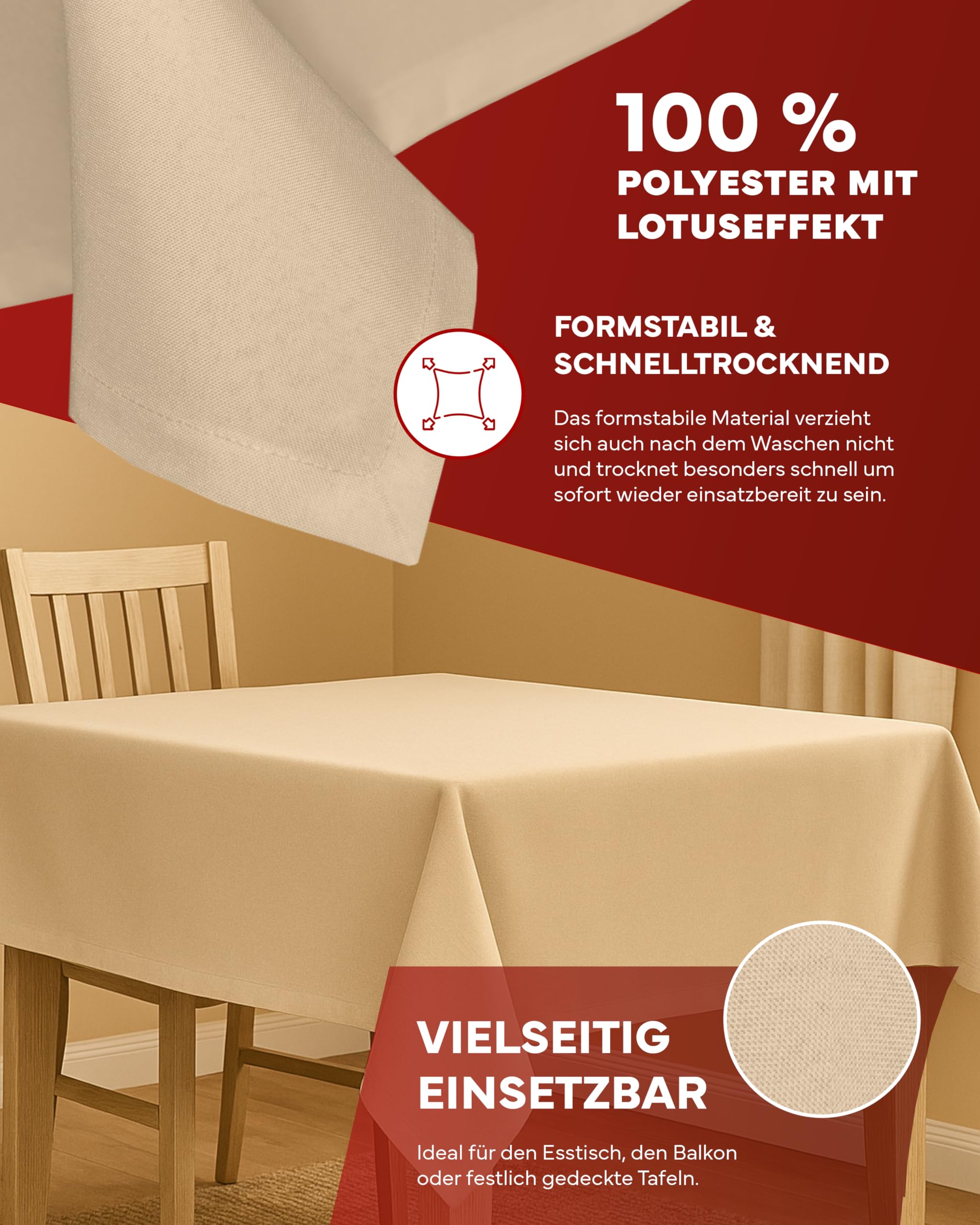 TEXPOT Gartentischdecken nappe ronde 140 sable aspect lin