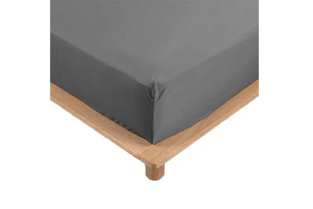 Promo Linge Draps Housse percale 90x190 drap coton anthracite