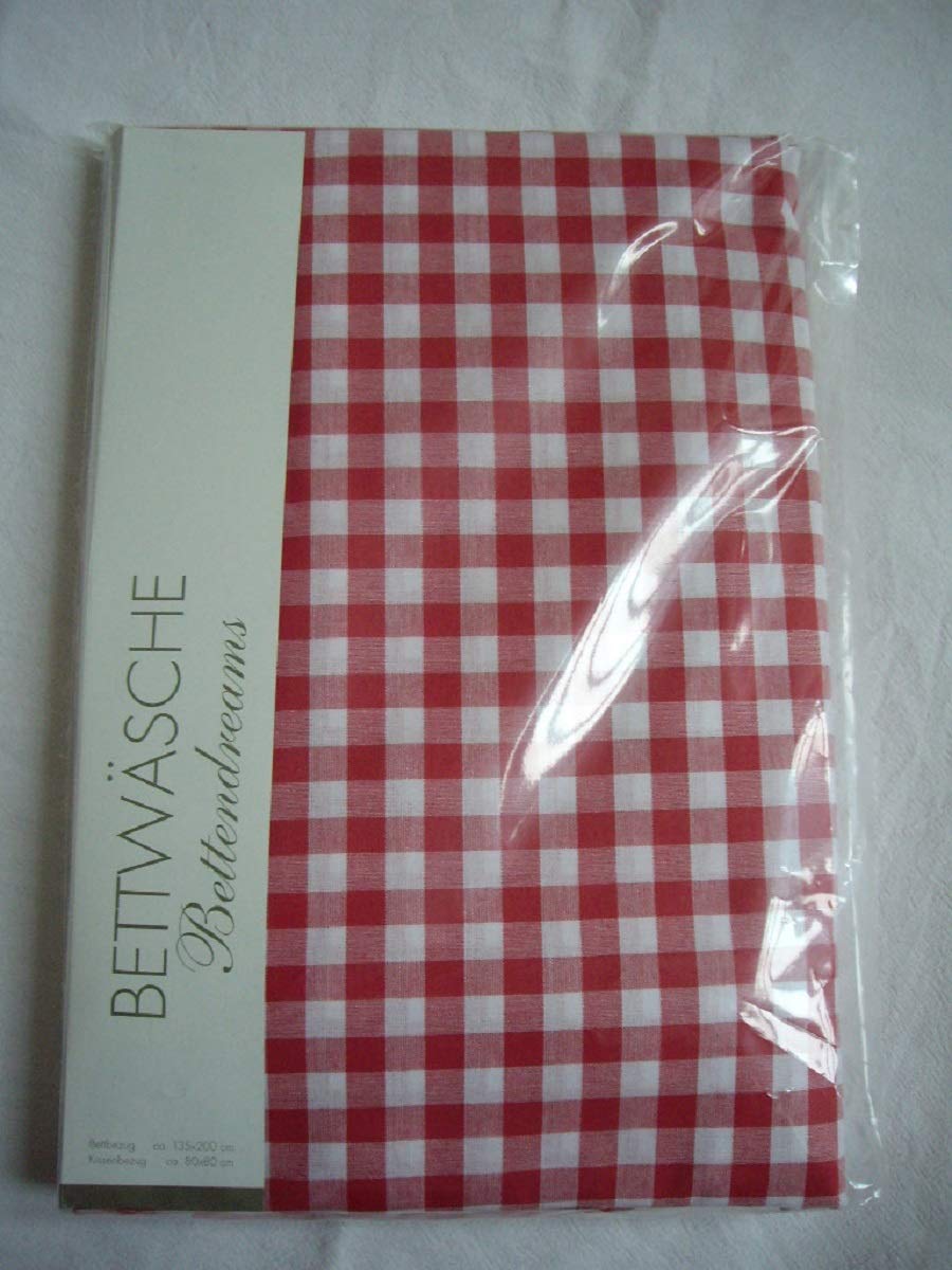 TEXPOT Bettwäsche parure lit 155x220 carreaux fleur rouge coton