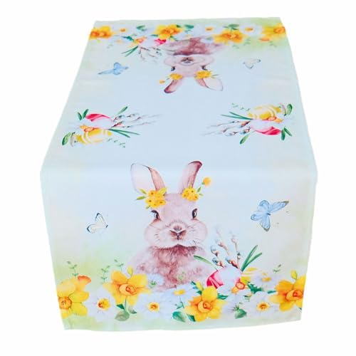 TEXPOT Tischläufer chemin de table lapin Pâques 140x40 polyester