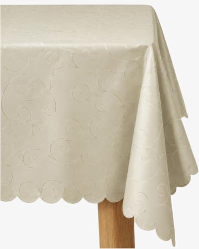 TEXPOT Ornament nappe ronde champagne 160 cm infroissable