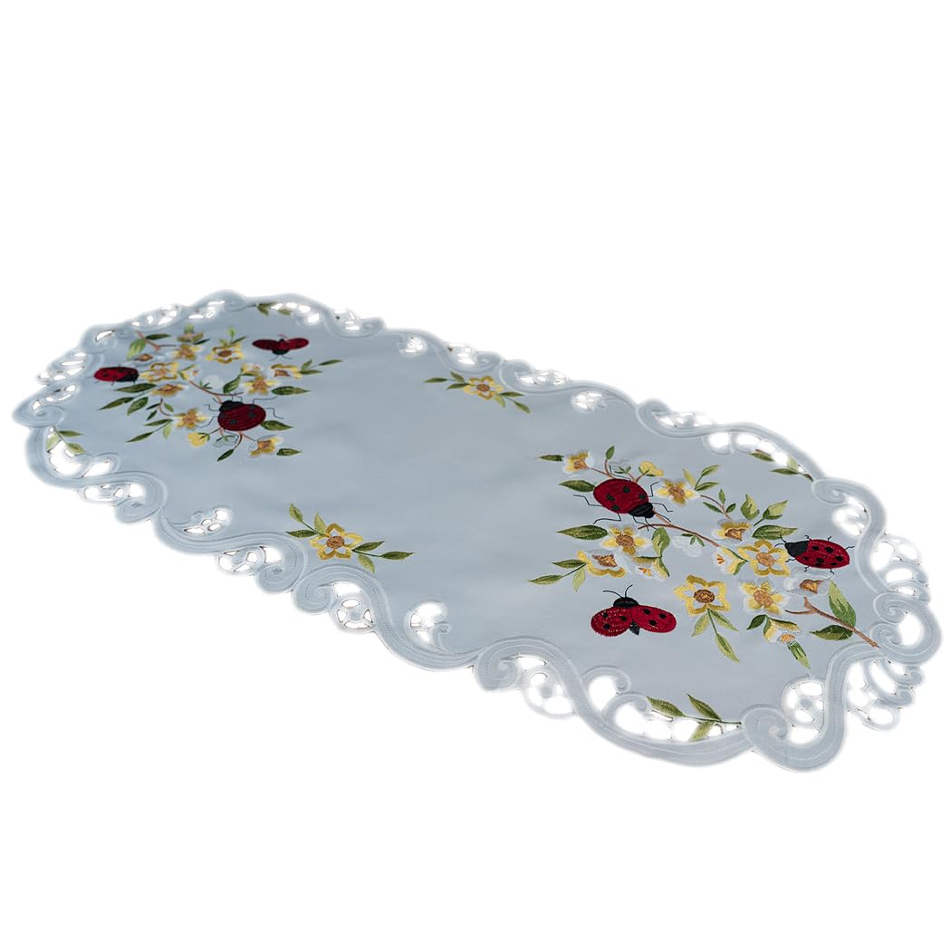 TEXPOT Tischdecken nappe 85 x 85 cm coccinelle brodée