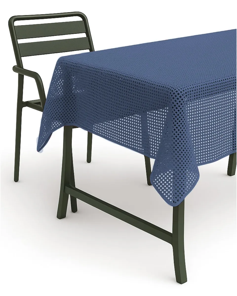 Texpot Gartentischdecken nappe ovale 160x220 bleu PVC carreaux