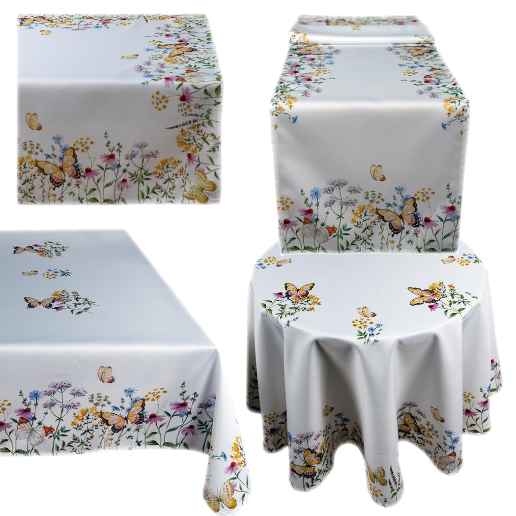TEXPOT Tischdecken nappe 110 x 110 cm fleurs papillons polyester