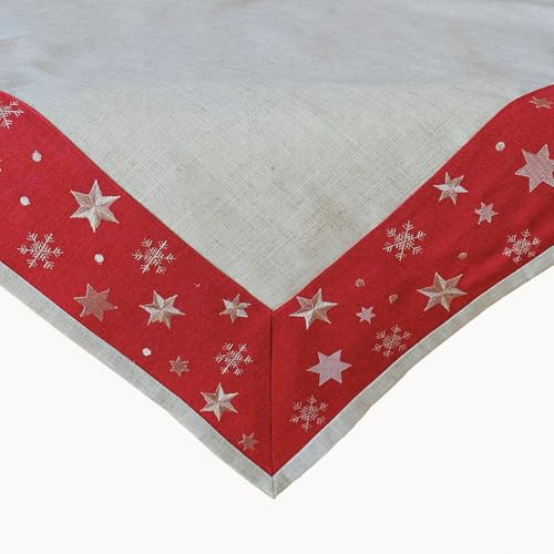 TEXPOT Tischdecken nappe 85x85 cm rouge beige étoiles