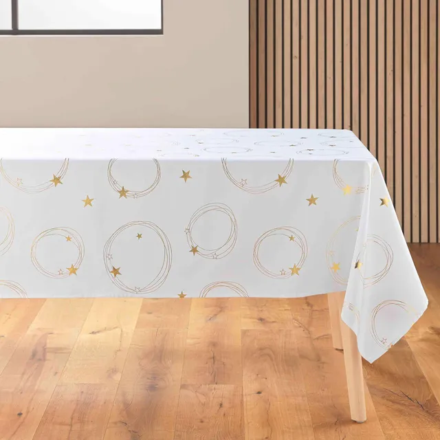 Promo Linge Nappes Metallise Star polyester blanc 240x150