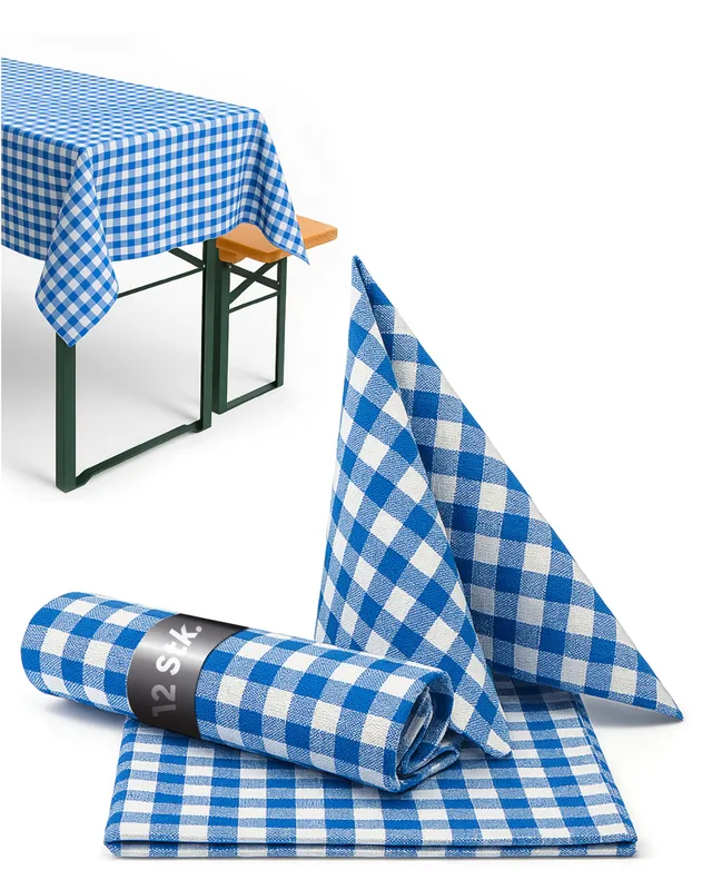 TexPot Servietten nappe carreaux coton 50x50 bleu lot 12
