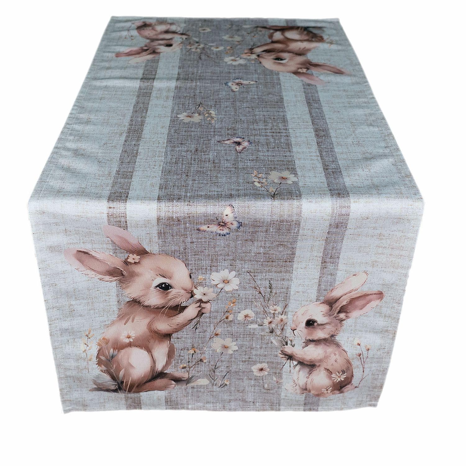 TEXPOT Tischläufer chemin de table 40x90 lapins et fleurs